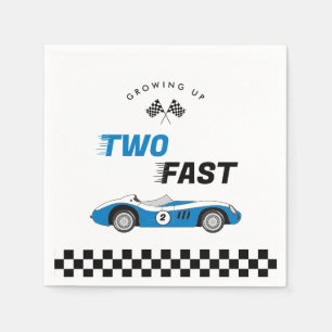 Zwei Fast Vintag Blue Race Car Boys Geburtstag Serviette
