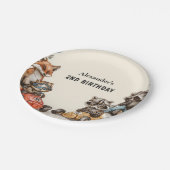 Zwei Fast Woodland Tiere 2. Geburtstag Pappteller (Schrägansicht)