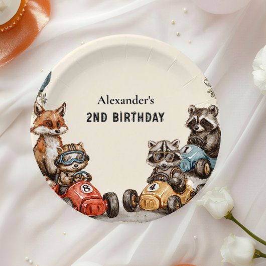 Zwei Fast Woodland Tiere 2. Geburtstag Pappteller