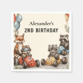 Zwei Fast Woodland Tiere 2. Geburtstag Serviette (Vorderseite)