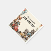 Zwei Fast Woodland Tiere 2. Geburtstag Serviette (Ecke)