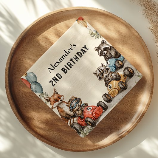 Zwei Fast Woodland Tiere 2. Geburtstag Serviette