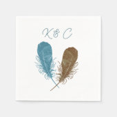 Zwei Feathers Initials Wedding Napkin Serviette (Vorderseite)