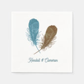 Zwei Feathers Wedding Napkin Serviette (Vorderseite)
