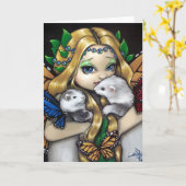 "Zwei Feen-Frettchen-" Gruß-Karte Karte (Gelbe Blume)