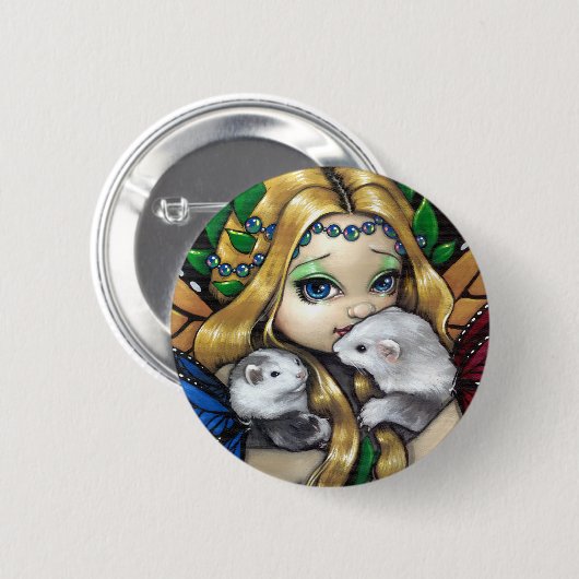 "Zwei Feen-Frettchen-" Knopf Button (Vorne & Hinten)