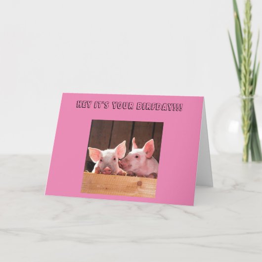 Zwei Ferkel mit Happy Birfday Card Karte (Vorderseite)