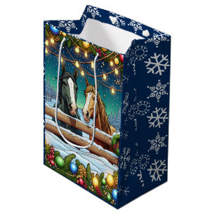 Zwei festliche Cartoon Pferde im Comic Book Style Mittlere Geschenktüte