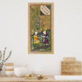 Zwei Figuren lesen und entspannen in einem Obstgar Poster (Küche)