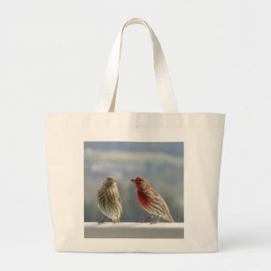 Zwei Finches flirten. Jumbo Stoffbeutel