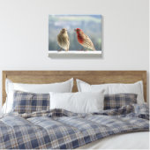 Zwei Finches flirten. Leinwanddruck (Insitu (Schlafzimmer))