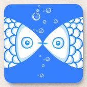 Zwei Fische blaues Abstraktes Muster Getränkeuntersetzer (Vorderseite)