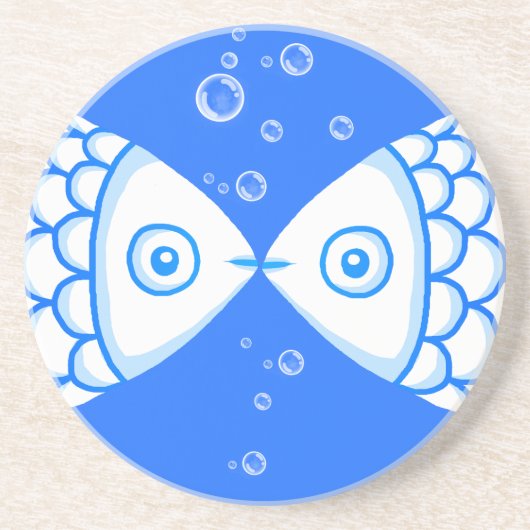 Zwei Fische blaues Abstraktes Muster Getränkeuntersetzer (Vorne)