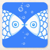 Zwei Fische blaues Abstraktes Muster Rechteckiger Pappuntersetzer (Vorderseite)