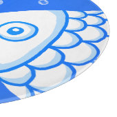 Zwei Fische blaues Abstraktes Muster Schneidebrett (Ecke)