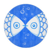 Zwei Fische blaues Abstraktes Muster Schneidebrett (Vorderseite)