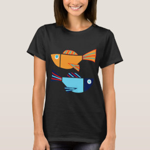 ZWEI FISCHE Gelber Fisch Blauer Fisch Von Hand Aus T-Shirt