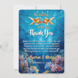 Zwei Fische weniger bei der Unterwasserhochzeit Dankeskarte