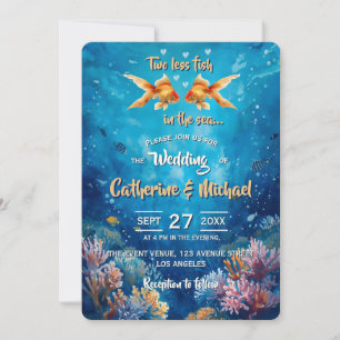 Zwei Fische weniger bei der Unterwasserhochzeit Einladung