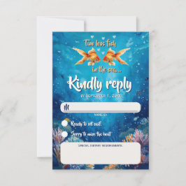 Zwei Fische weniger bei der Unterwasserhochzeit RSVP Karte