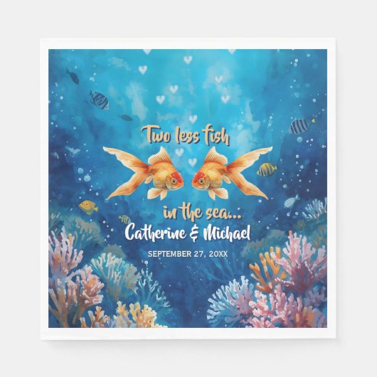 Zwei Fische weniger bei der Unterwasserhochzeit Serviette (Vorderseite)