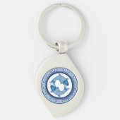 Zwei Fischfische Koi Carp Chinoiserie Blaues Muste Schlüsselanhänger (Vorderseite)