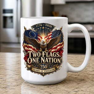 Zwei Flaggen Eine Nation Amerika 250 Kaffeetasse
