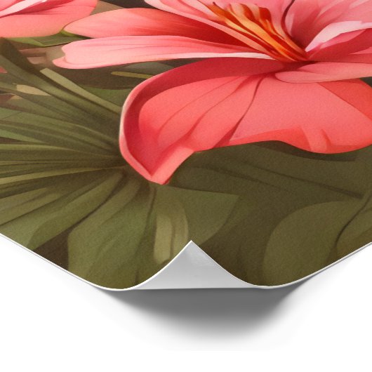 Zwei Flamingos auf einer Klippe Poster (Ecke)