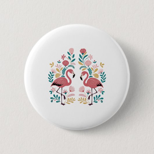 Zwei Flamingos Aufkleber Button (Vorderseite)