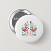 Zwei Flamingos Aufkleber Button (Vorne & Hinten)