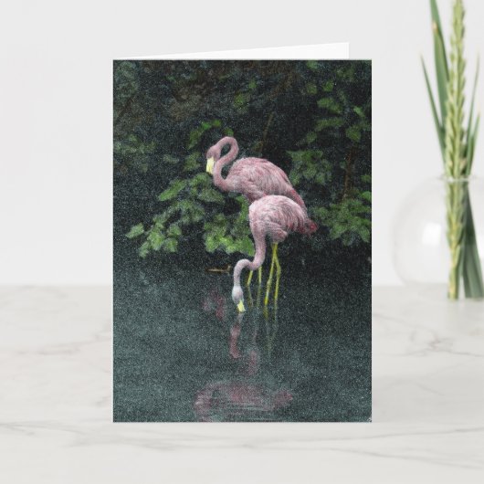 Zwei Flamingos Grußkarte Karte (Vorderseite)