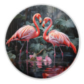 Zwei Flamingos Keramikknauf (Vorderseite)
