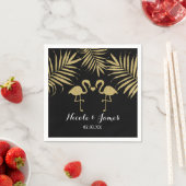 Zwei Flamingos Liebe Black & Gold Elegante Napkins Serviette (Beispiel)