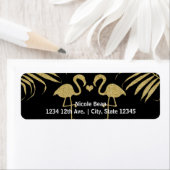 Zwei Flamingos Liebe Black & Gold Hochzeitsmarken (Insitu)