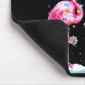 Zwei Flamingos mit Weihnachtsmannmütze und Lichter Mousepad (Ecke)