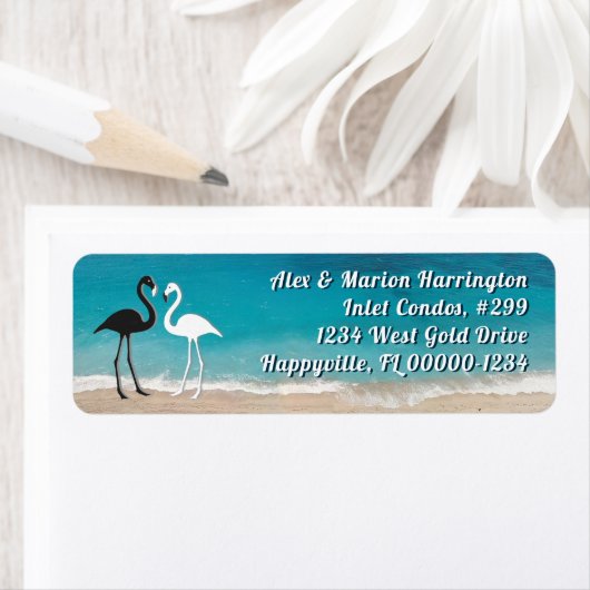 Zwei Flamingos Ocean Address Labels (Insitu)