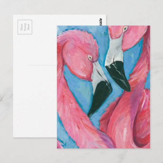 Zwei Flamingos Postkarte (Vorne/Hinten)