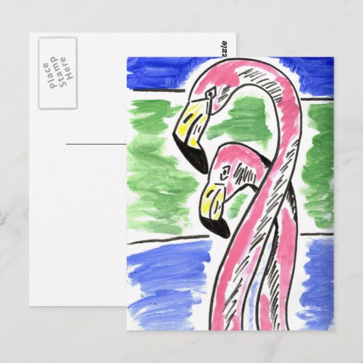 Zwei Flamingos Postkarte (Vorne/Hinten)