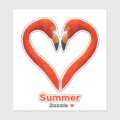 Zwei Flamingos und Herzform mit bearbeitbarem Text Aufkleber (Blatt)