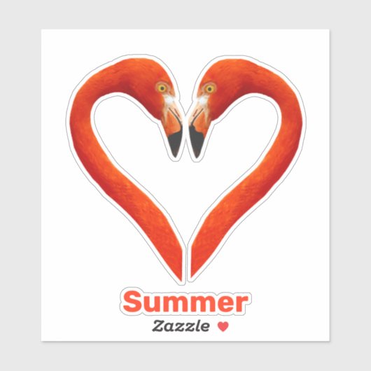 Zwei Flamingos und Herzform mit bearbeitbarem Text Aufkleber (Blatt)