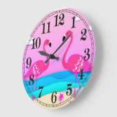 Zwei Flamingos Wall Clock Große Wanduhr (Winkel)