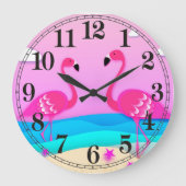 Zwei Flamingos Wall Clock Große Wanduhr (Vorderseite)