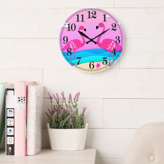 Zwei Flamingos Wanduhr