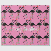 Zwei Flamingos Weihnachten  Geschenkpapier (Flach)