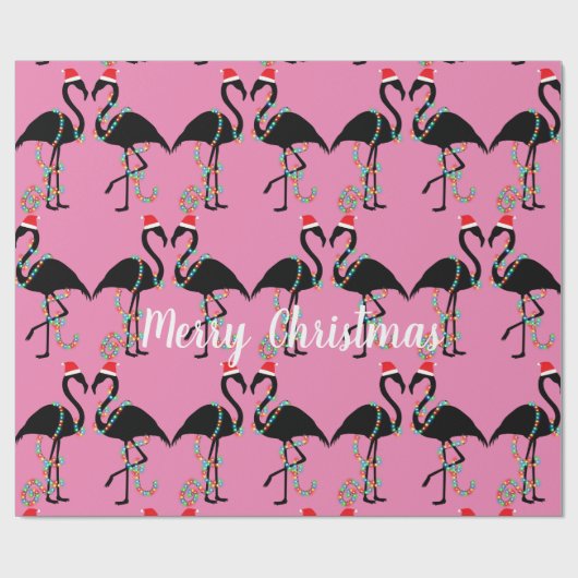 Zwei Flamingos Weihnachten  Geschenkpapier (Flach)