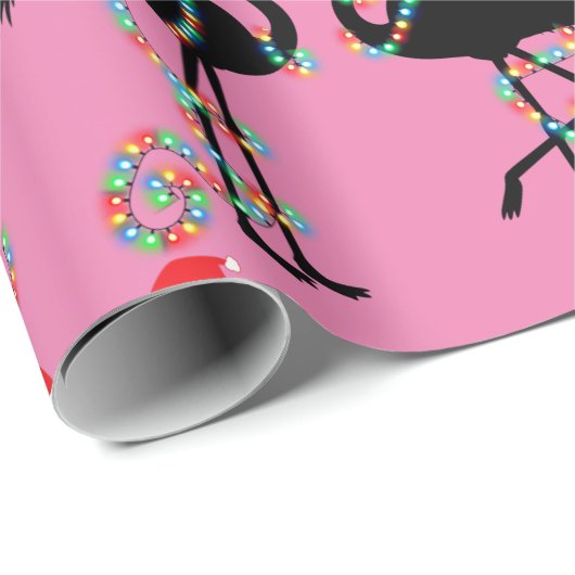 Zwei Flamingos Weihnachten  Geschenkpapier (Rolleneckpunkt)