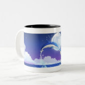 Zwei Flasche-rochen das Delphinherausspringen des Zweifarbige Tasse (Vorderseite Links)