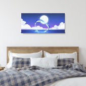 Zwei Flaschennosen-Delphine springen aus dem Wasse Leinwanddruck (Insitu (Schlafzimmer))