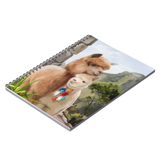 Zwei flauschige Alpakas am Seeufer Notizblock (Linke Seite)