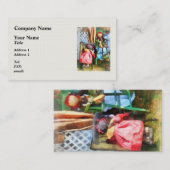 Zwei Flickenpuppen an der Flohmarkt Visitenkarte (Vorne/Hinten)